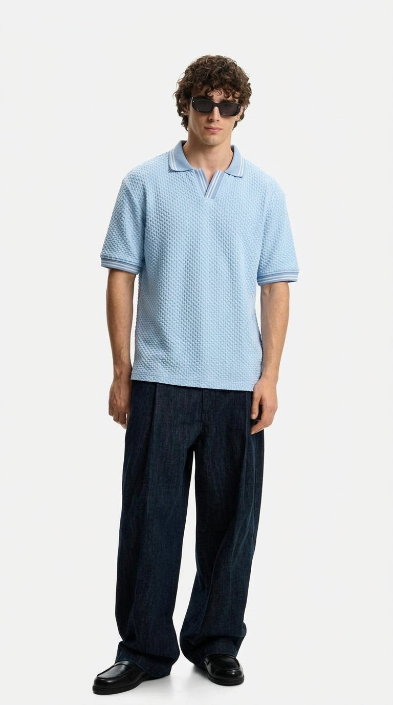 Baby Blue Polo-Knit