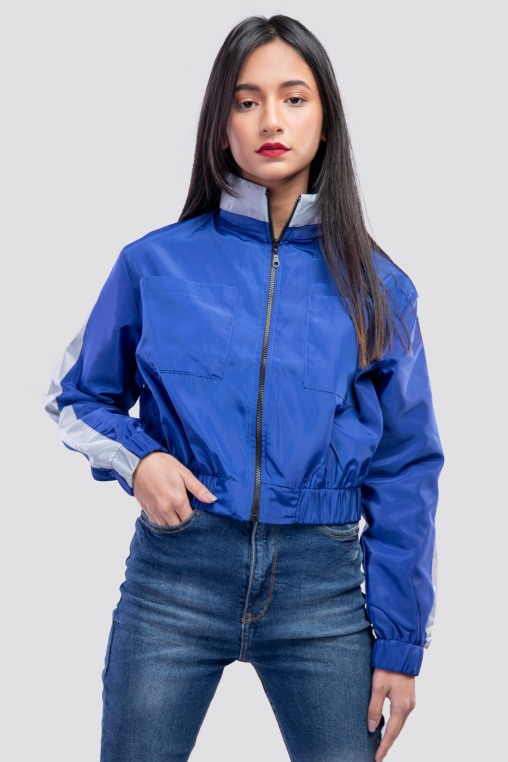 Blue Windbreaker jacket