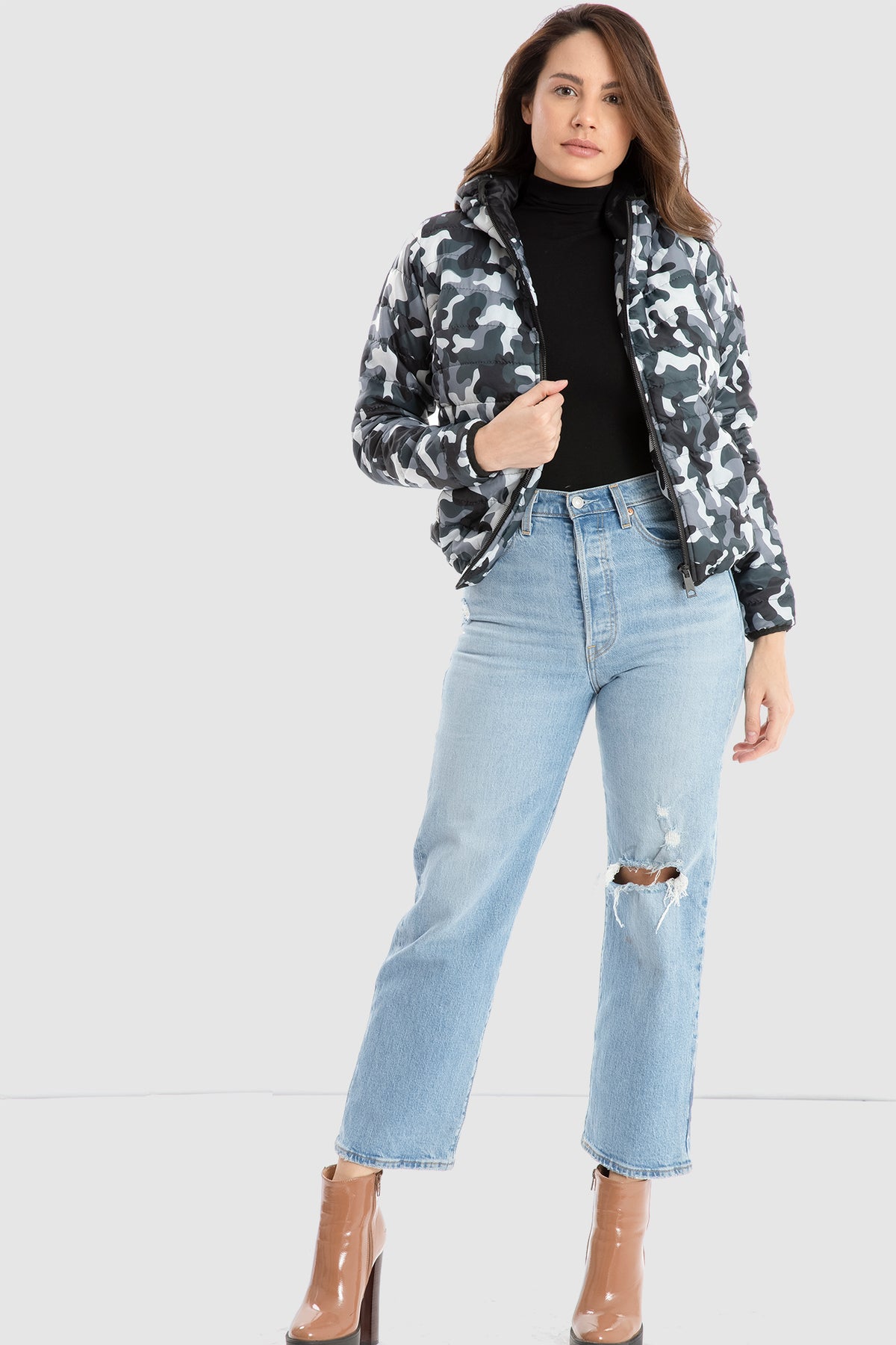 Camouflage Puffer Hood