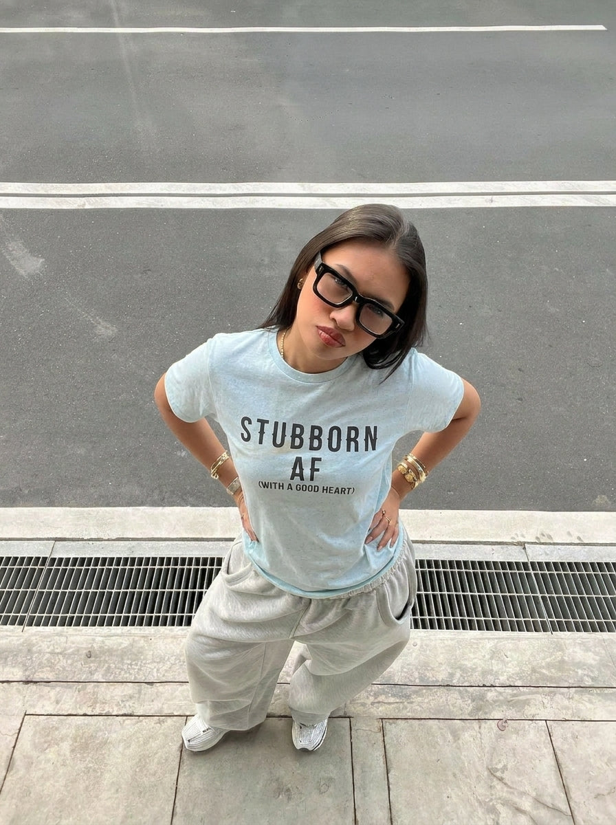 Stubborn AF Babyblue Graphic Tee