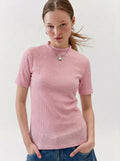 Mid Sleeve Pink knit Tee