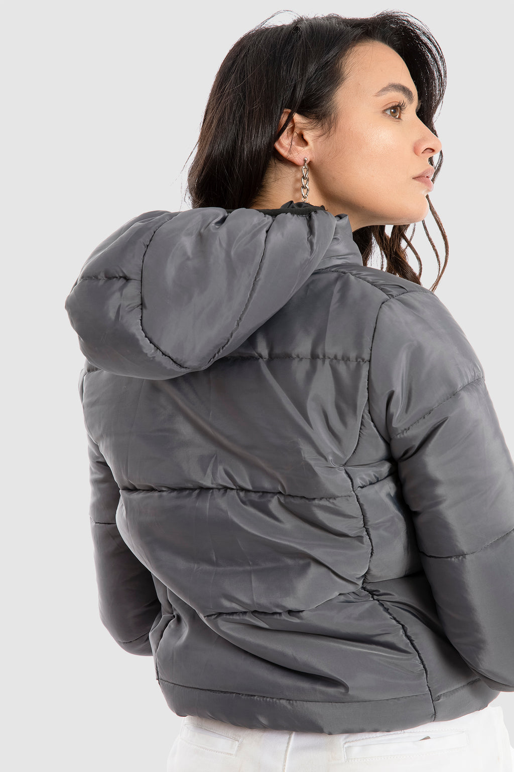 Grey Puffer with Hood