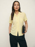 Willard textured short sleeve button up top