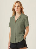 Willard textured short sleeve button up top