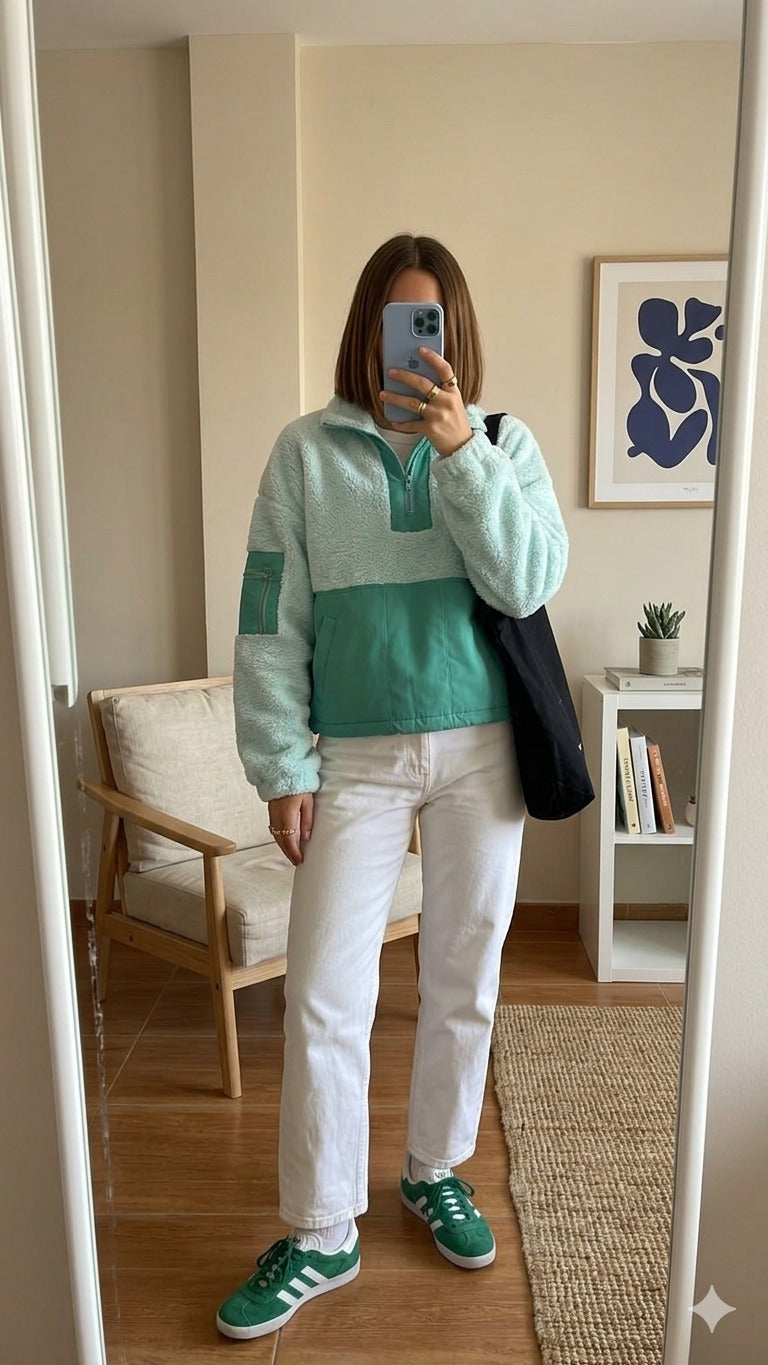 Flowra Baby-blue Quarter Zipper