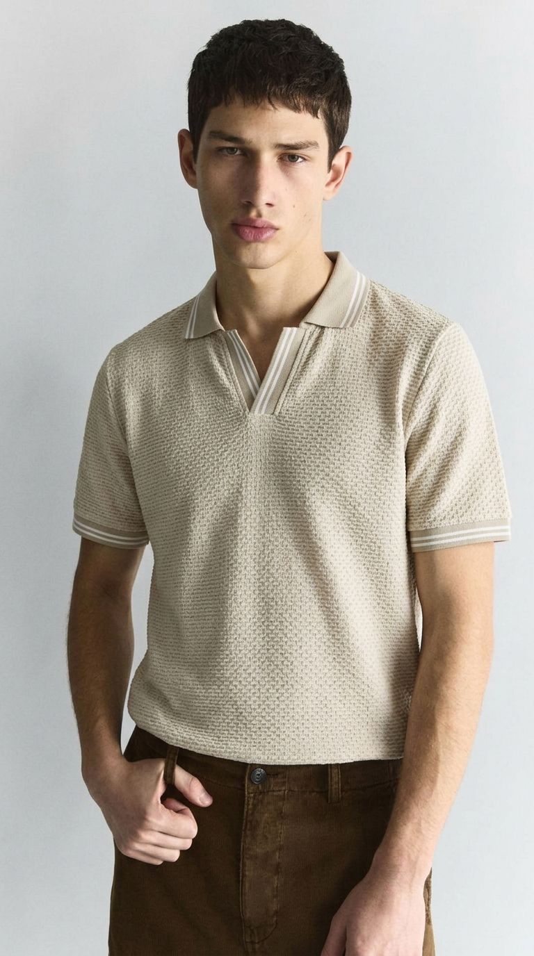 Beige Polo-Knit